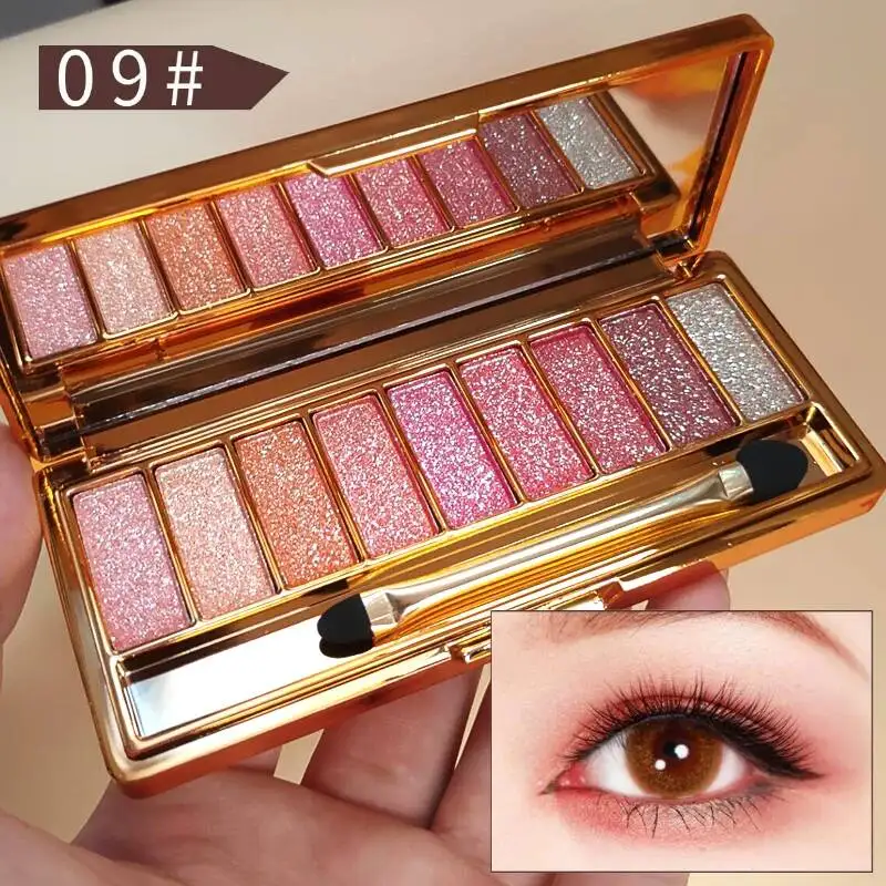 Soft Earthy Tone Eyeshadow Palette Pearlescent Shiny Super Sparkling Glitter Eye Makeup for Vibrant Look Fine Quality