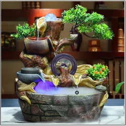 Atomized Feng Shui Wheel Rockery Flowing Water Wealth High Mountain Water Car Circulating Office Living Room Landscape Ornament
