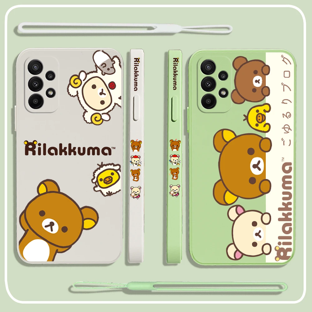 Cute R-Rilakkuma Bear Phone Case For Xiaomi Mi 13 12 12T 12S 11 11T Ultra 10 10T 9 9T 9SE 8 Pro Lite 5G Liquid Silicone Cover