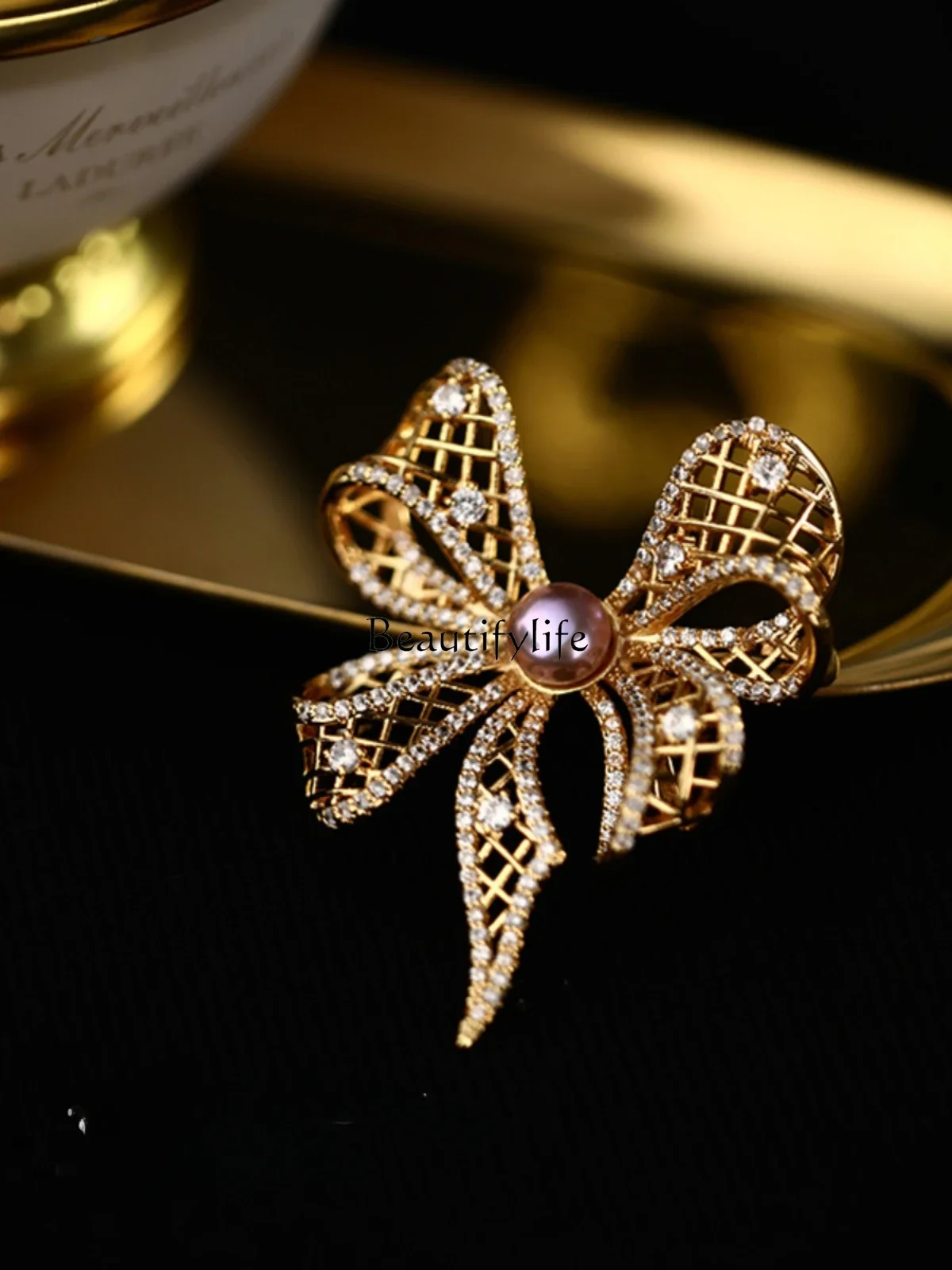 Freshwater Pearl Bow for Female, High-End Corsage, Design Sense, Sweater Accessories