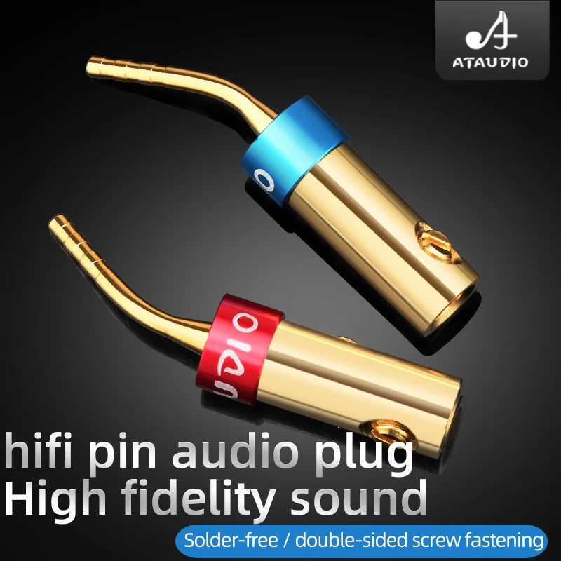 ATAUDIO 8PCS HiFi Banana Plug Pure Copper  Banana Connect for Speaker Cable Pin  Musical Audio