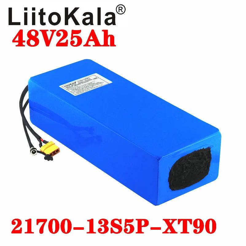 LiitoKala 48V 25ah 21700 5000mAh 13S5P Lithium Battery Pack 48V 25AH 1500W electric bicycle battery Built in 30A BMS T XT90 plug