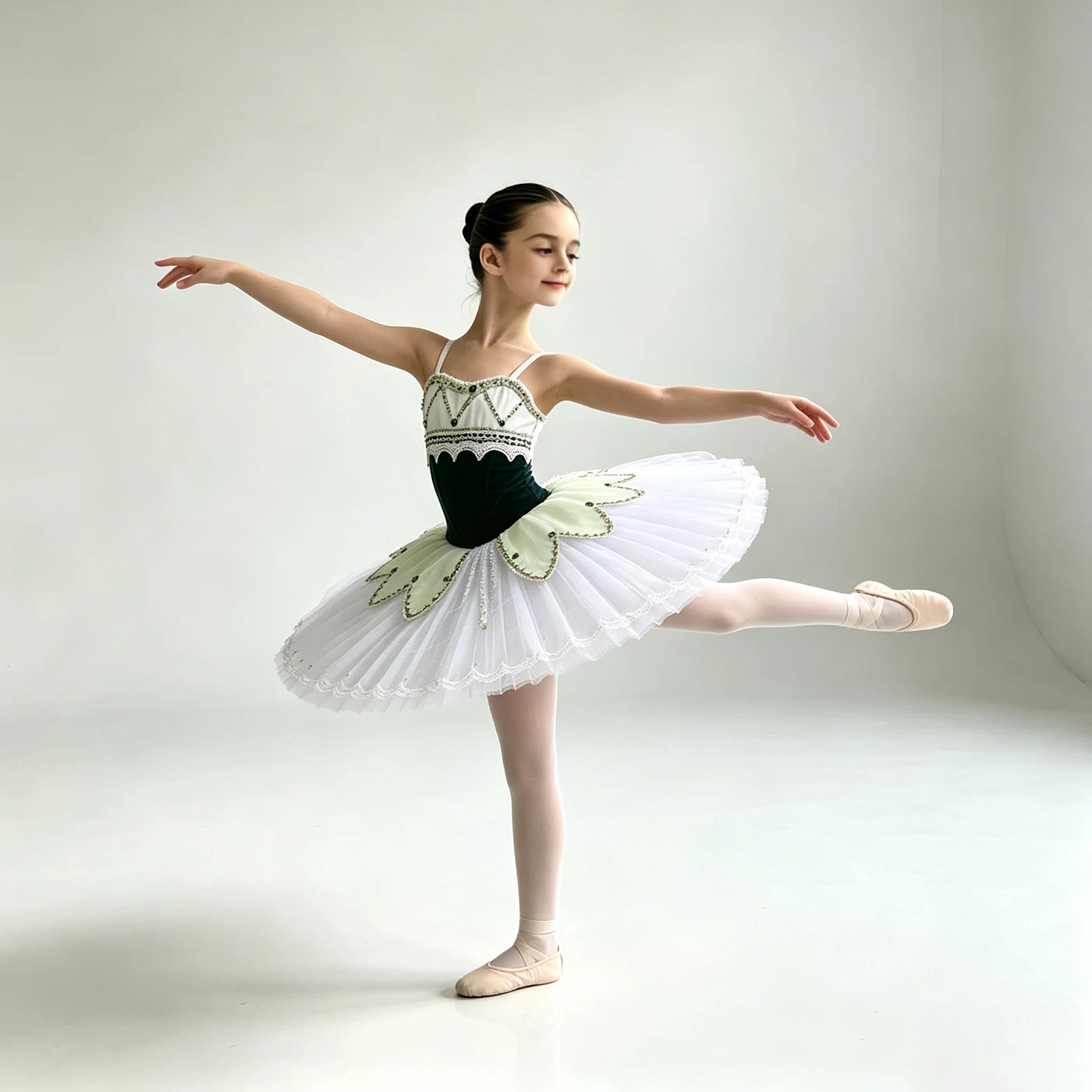 Girls Dark Green Velvet Ballet Tutu Dress Kids Professional Ballerina Competition Costume Luxury Rhinestone Lace Tulle Puffy