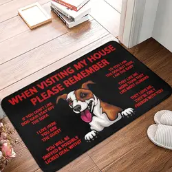 Peeking Dog Jack Russell Terrier Door Floor Kitchen Bathroom Mats Anti-Slip Indoor Doormat Garden Entrance Carpet Rug