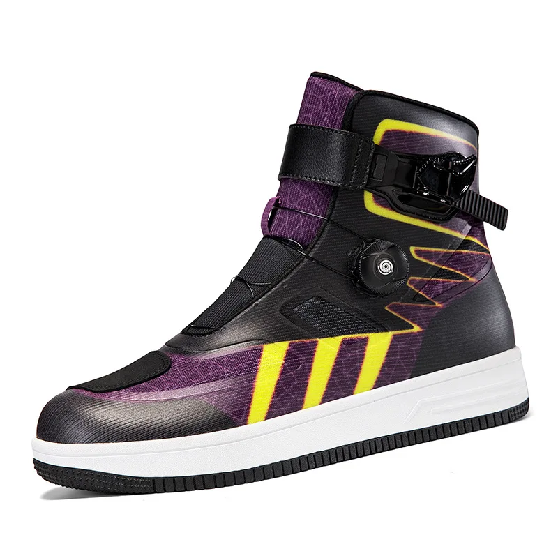 

Motorcycle Shoes for Men New Anti Slip Wear-resistant Men's Motos Protective Boots Leather Mesh Breathable Sports Shoes