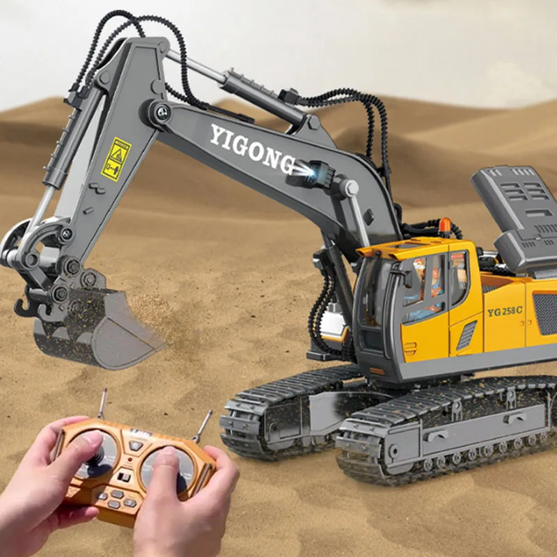 Modelo de carro rc brinquedo 2.4g escavadeira de controle remoto caminhão basculante liga profissional simulação de plástico veículo de construção para crianças