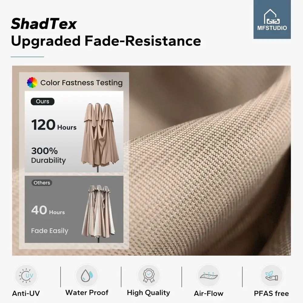 

Зонт для патио 13 футов с основанием, двусторонний уличный зонт, зонт-парасоль для уличного стола с вентиляцией для патио