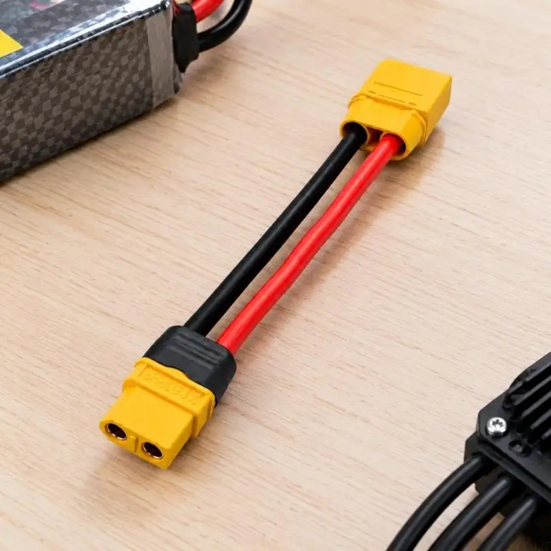B03F Power Coupling Cable for XT 60 and XT90 with Red and Black Insulated Conductors, Yellow Housings and Molded Support
