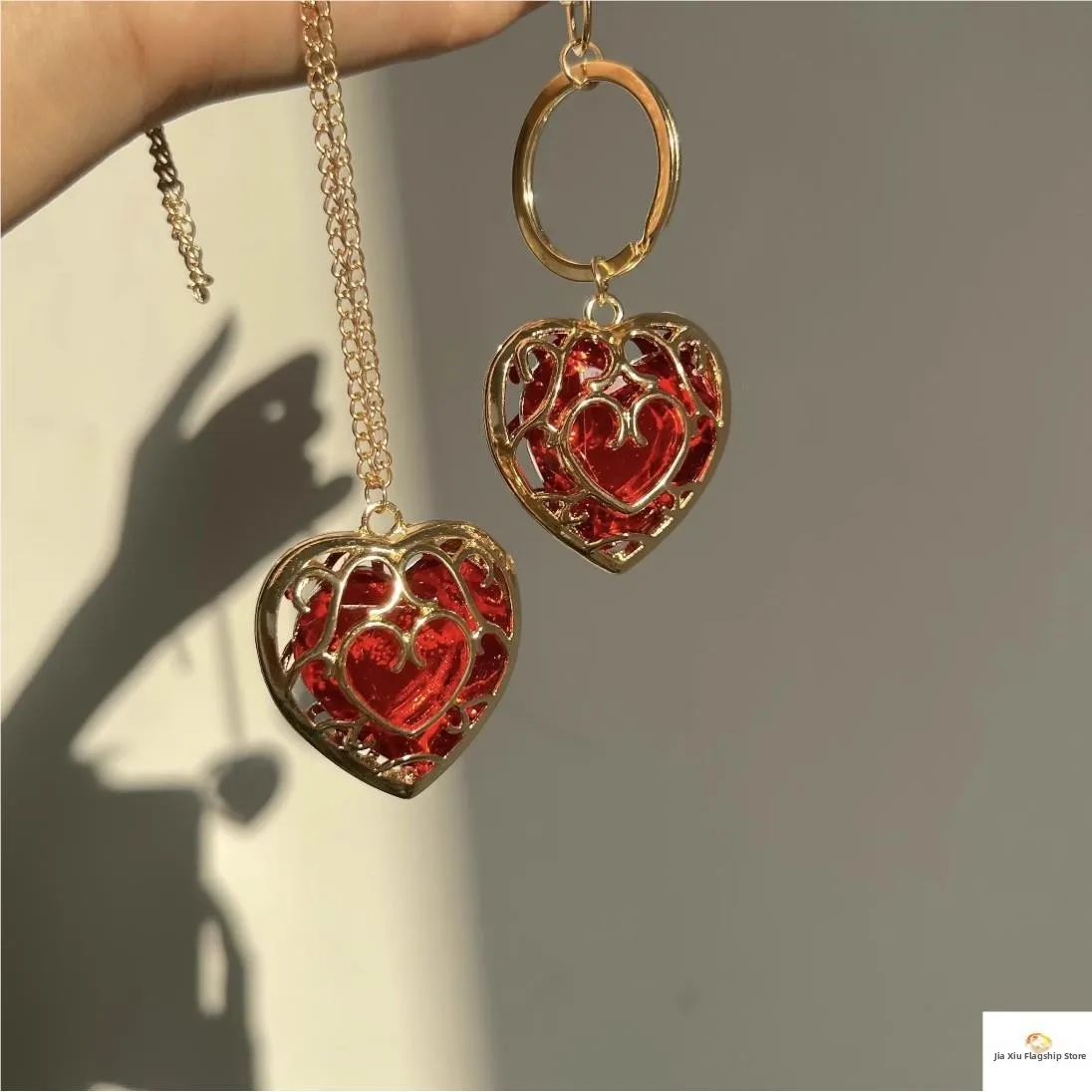 

Hollow Heart Crystal Keychain Earring Set Game Pendants Charms Combination Collectible Toys for Gaming Fans
