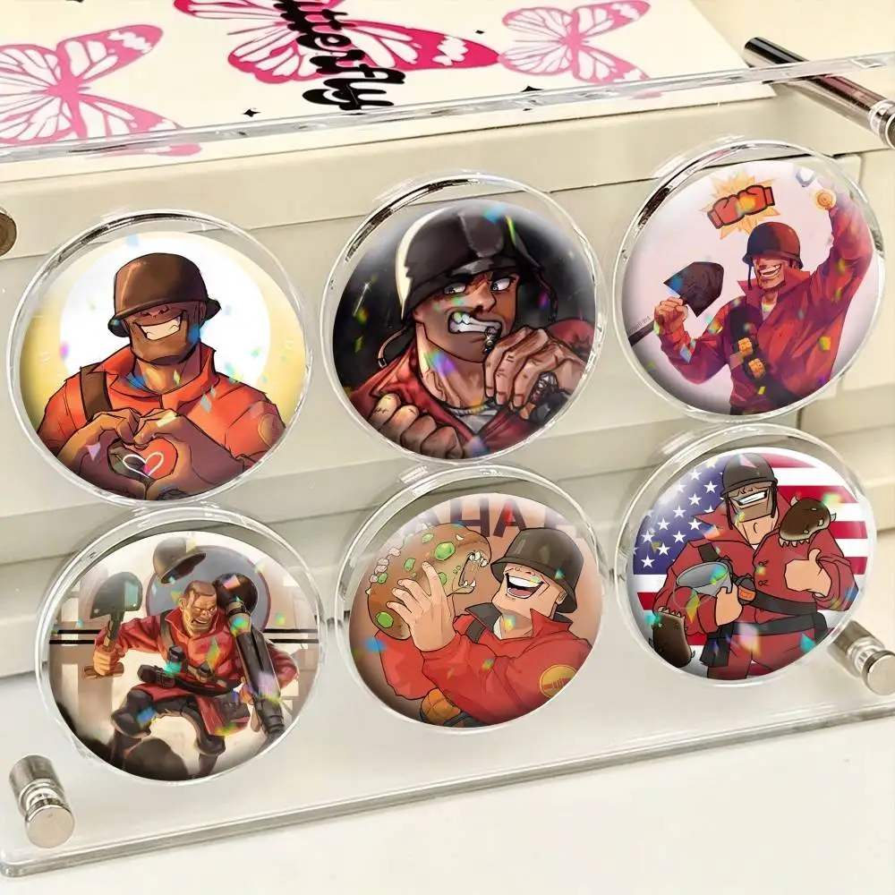 TF2 Soldier   25 32 44 58 75mm Badges Personalized Round Brooches Pins Accessory Gift