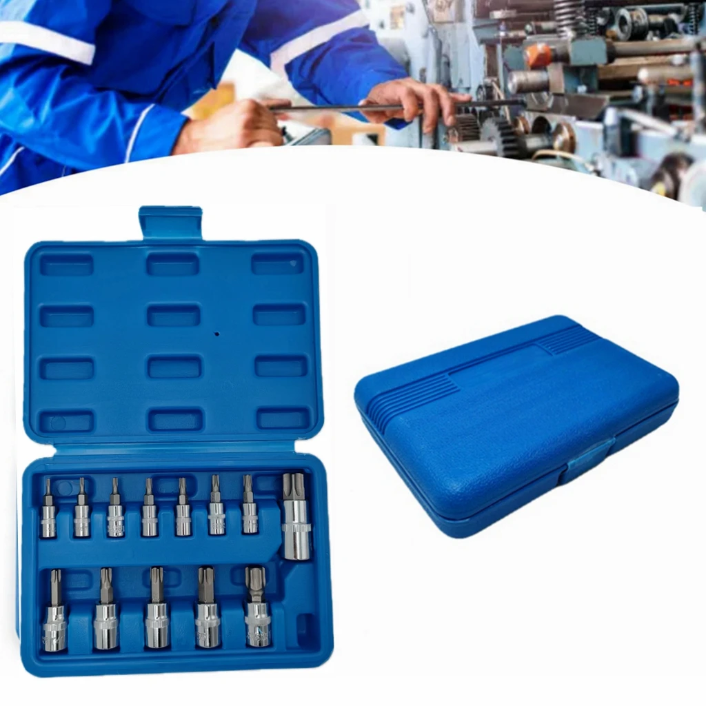 

Набор торцевых бит Torx, 13 шт., головки CRV, стальные биты S2, 1/4 дюйма (T8-T30), привод 3/8 дюйма (T40-T60) и 1/2 дюйма (T70) с чехлом