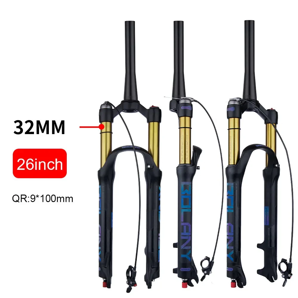 BOLANY-Suspension Fork for MTB,Magnesium Alloy,Pneumatic Shock Absorber,Straight and Taper Tube,Shock Adjustment,26,27.5,29in