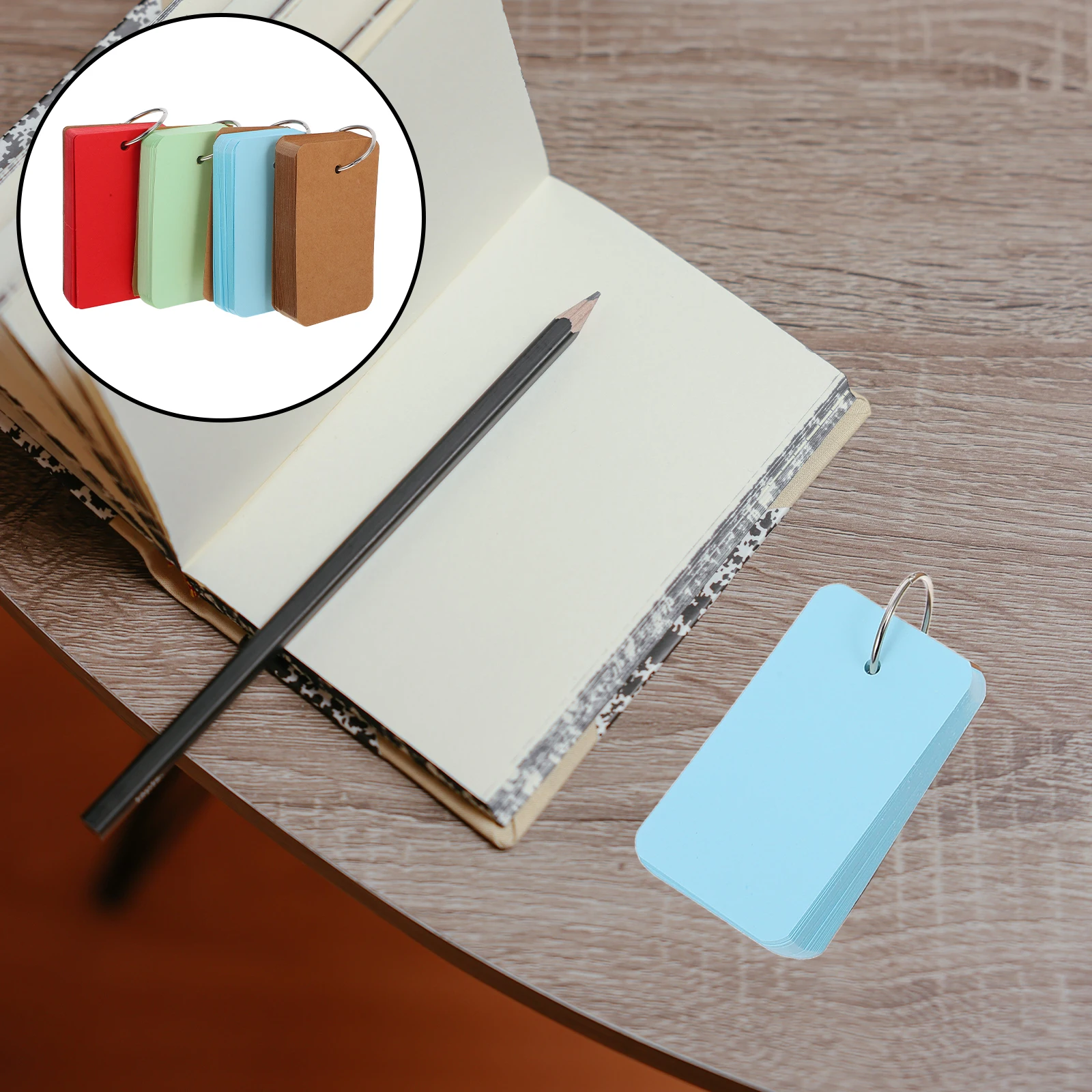 

4 Pcs Colored Iron Ring Easy Notepads Blank Flash Cards Study DIY Portable