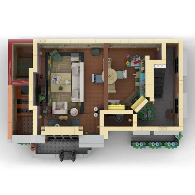 مدينة شارع عرض Moc بنة وحدات الأصدقاء والشقق الكبيرة نموذج التكنولوجيا لعبة تجميع الطوب لهدية العطلة