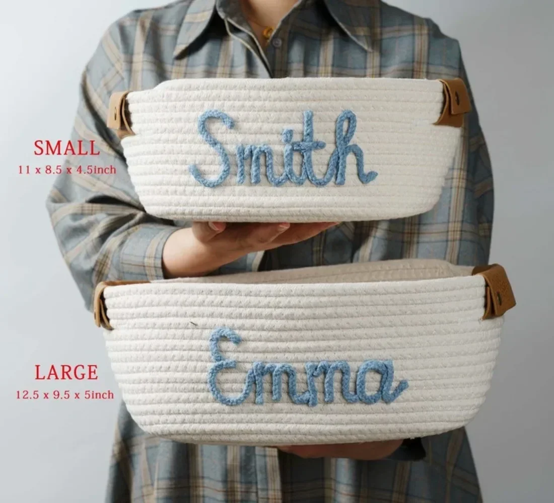 Customized personalized children's cotton rope basket, exclusive name, words, pattern, children's storage box, holiday gift