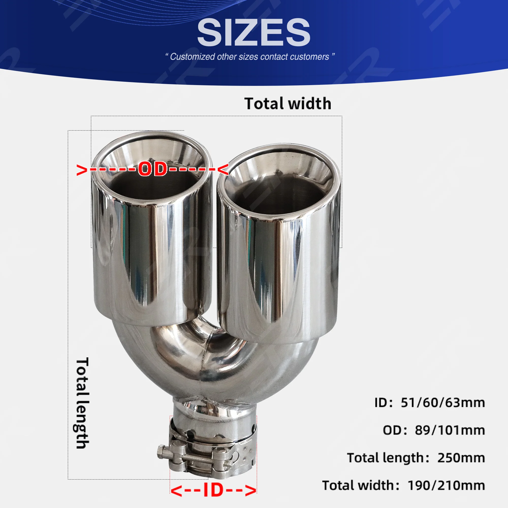 ER Stainless Steel Exhaust Tip Universal Car Modification Auto Muffler Modify Double Outlet auto engine parts