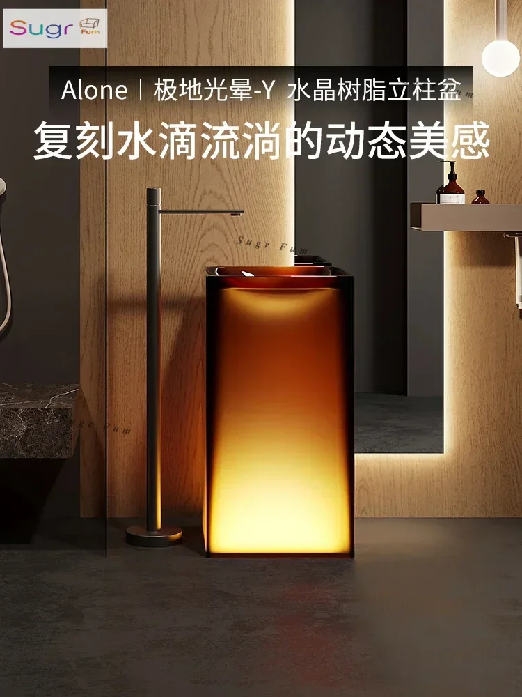 

MarcoTullio Marco Torio Floor-to-ceiling wash basin Crystal resin square transparent luminous column basin