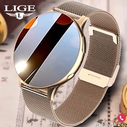 LIGE NFC Smart Watch Women Recording Smartwatch Bluetooth Call Bracelet Lady Voice Assistant Digital Watches Weather Smart Clock