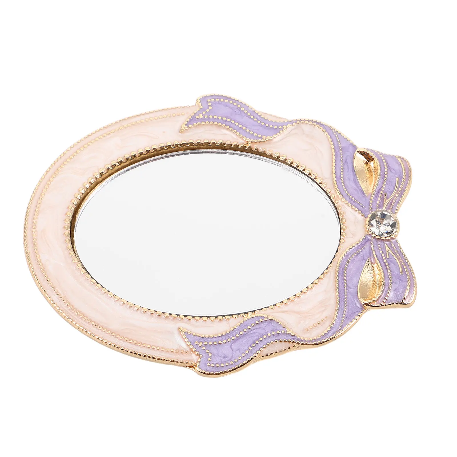 

Винтажное карманное зеркальце для макияжа, миниатюрное, компактное, дорожное, с бантом из страз, элегантный женственный дизайн, для сумочки, портативное