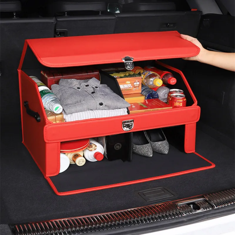 

Car Trunk Organizer Box Large Capacity Auto Multiuse Tools Storage Bag Stowing Tidying Leather Folding For BMW BENZ TESLA VW Box