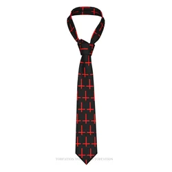 Inverted Crucifix Graphic Red Jesus God Cross Classic Men's Printed Polyester 8cm Width Necktie Cosplay Party Accessory