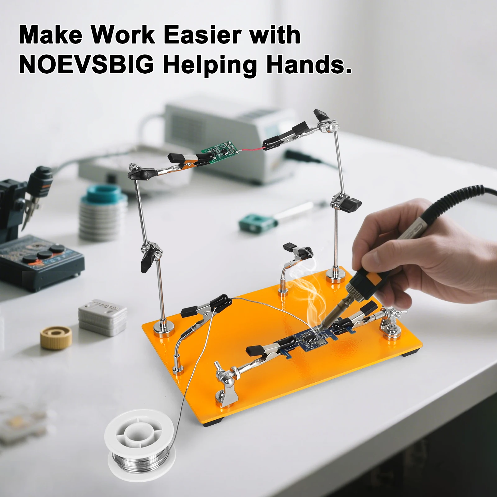 NEWACALOX Magnetic PCB Fixture Soldering Helping Hands Welding Locator Universal Flexible Arm Alligator Clip Repair Welding Tool