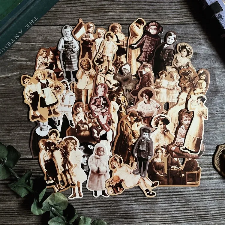 Diy scrapbooking boneca vintage material tecido personagem série foto lixo álbum diário feliz planejador decoração placa de cartão