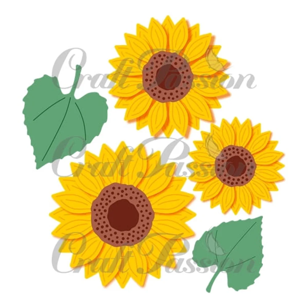 Lucky Goddess Metal Cutting Dies Sunflowers & Leaves Diy Scrapbooking Photo Album Decorative Embossing Paper Card Crafts