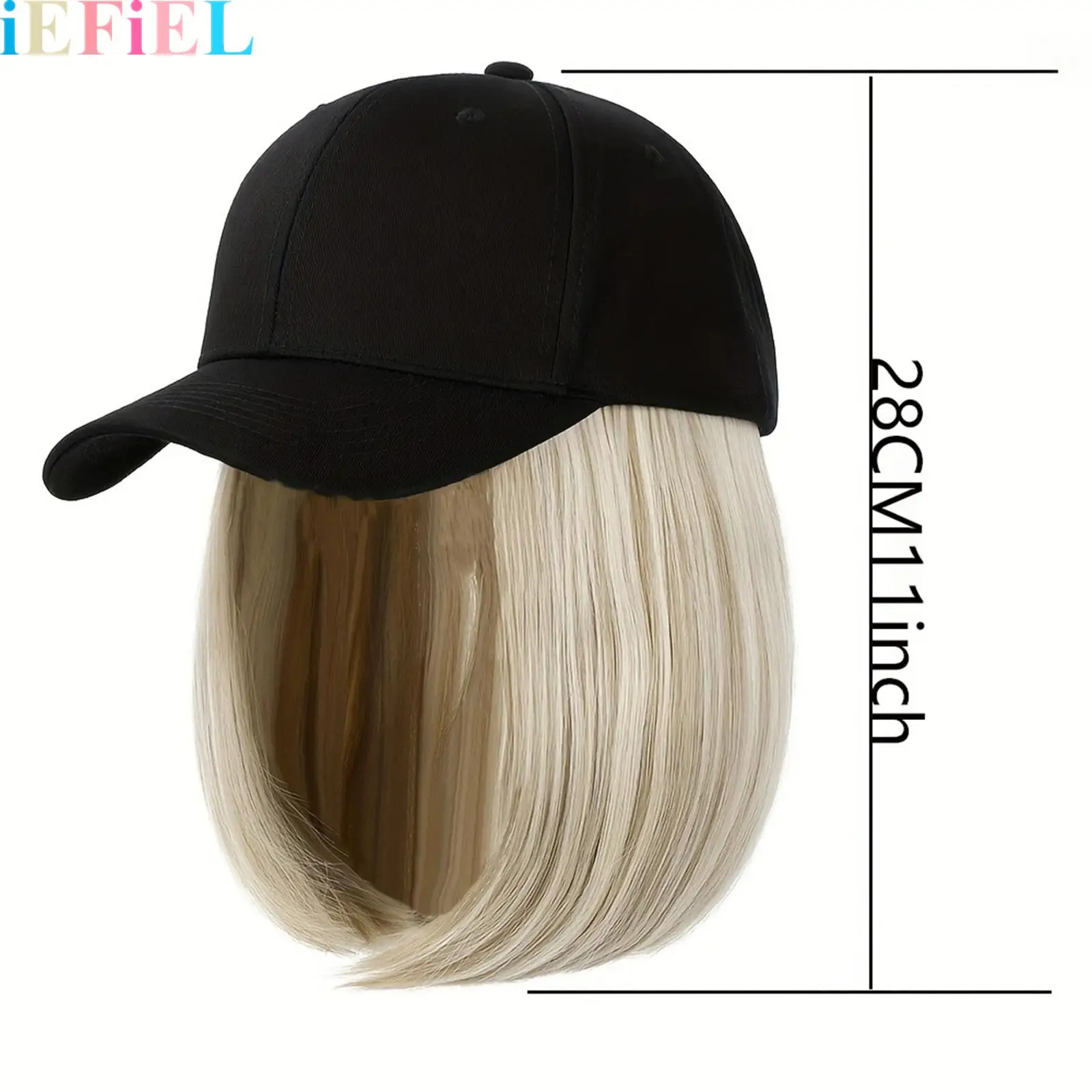 

Women Hat-wig Full-head Baseball Cap One-piece Short Bob Hair Collarbone-length Hair for Outdoor Activities