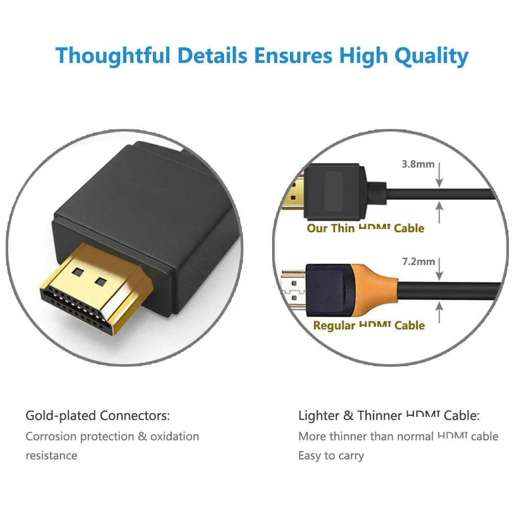 4K@60Hz dla HDMI Kabel męski do męskiego Szybki kabel 2.0 Pozłacane złącza Kabel HDR 3D 2160P 1080P UHD TV Blu-ray Xbox PS