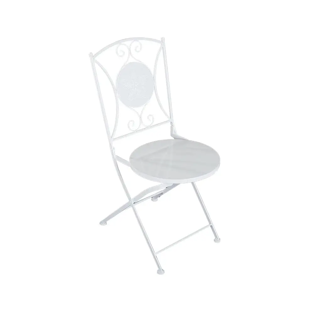 

Retro Vintage Metal Bistro Chair Patio Furniture With Starfish Detail In White
