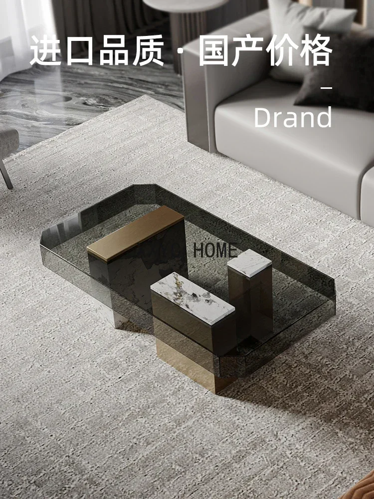 Light Luxury Tempered Glass Coffee Table Modern Minimalist Living Room Tea Table