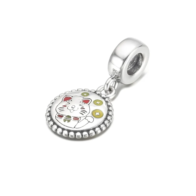 Silver Plated Pendant Bead DIY Jewelry Luckiness Hospitable Cat Dangle Charm