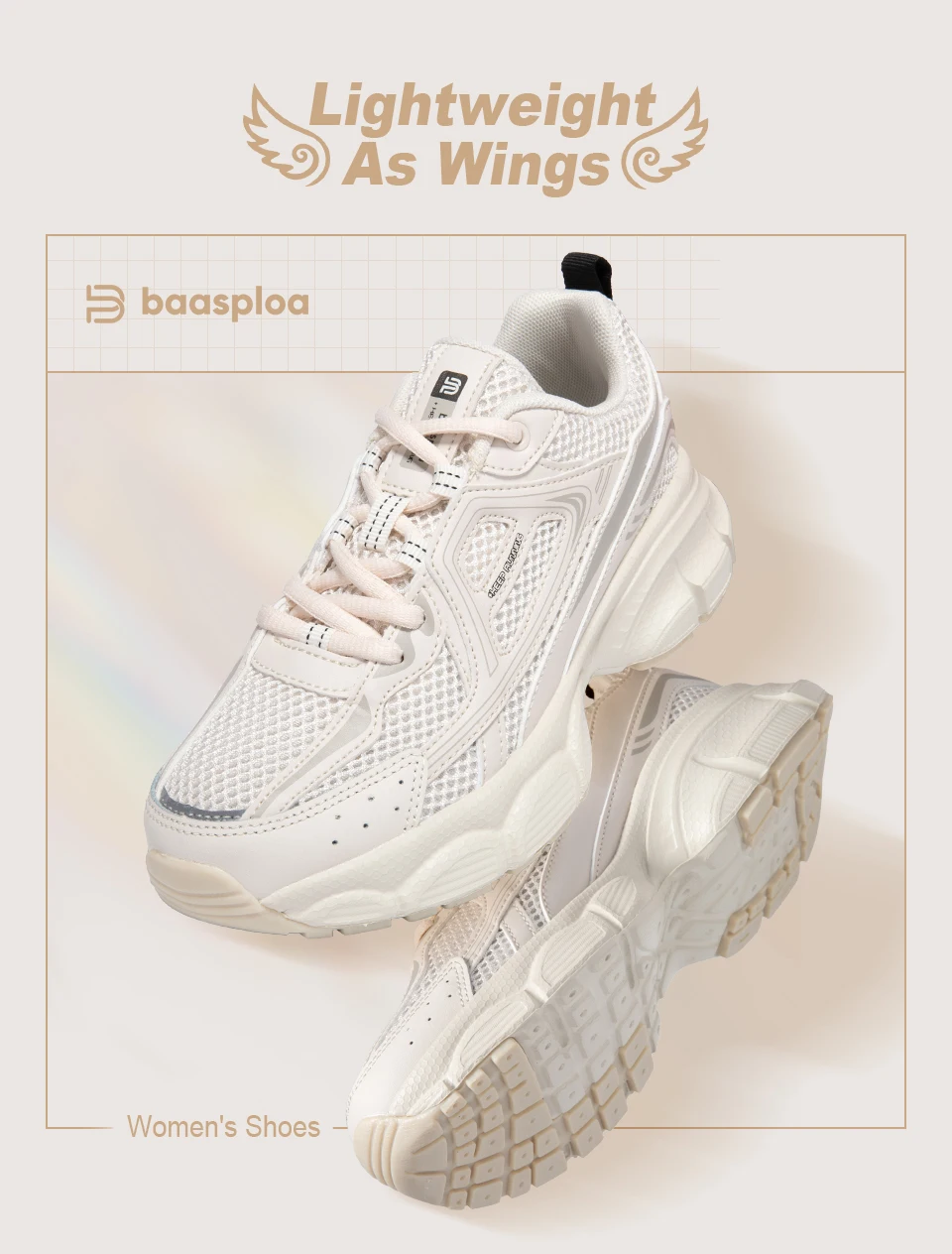 Baasploa Damen-Laufschuhe, modisch, leicht, aus Mesh, rutschfest, Jogging-Sneaker, für Damen, atmungsaktiv, bunt, Freizeitschuhe – Detail 3