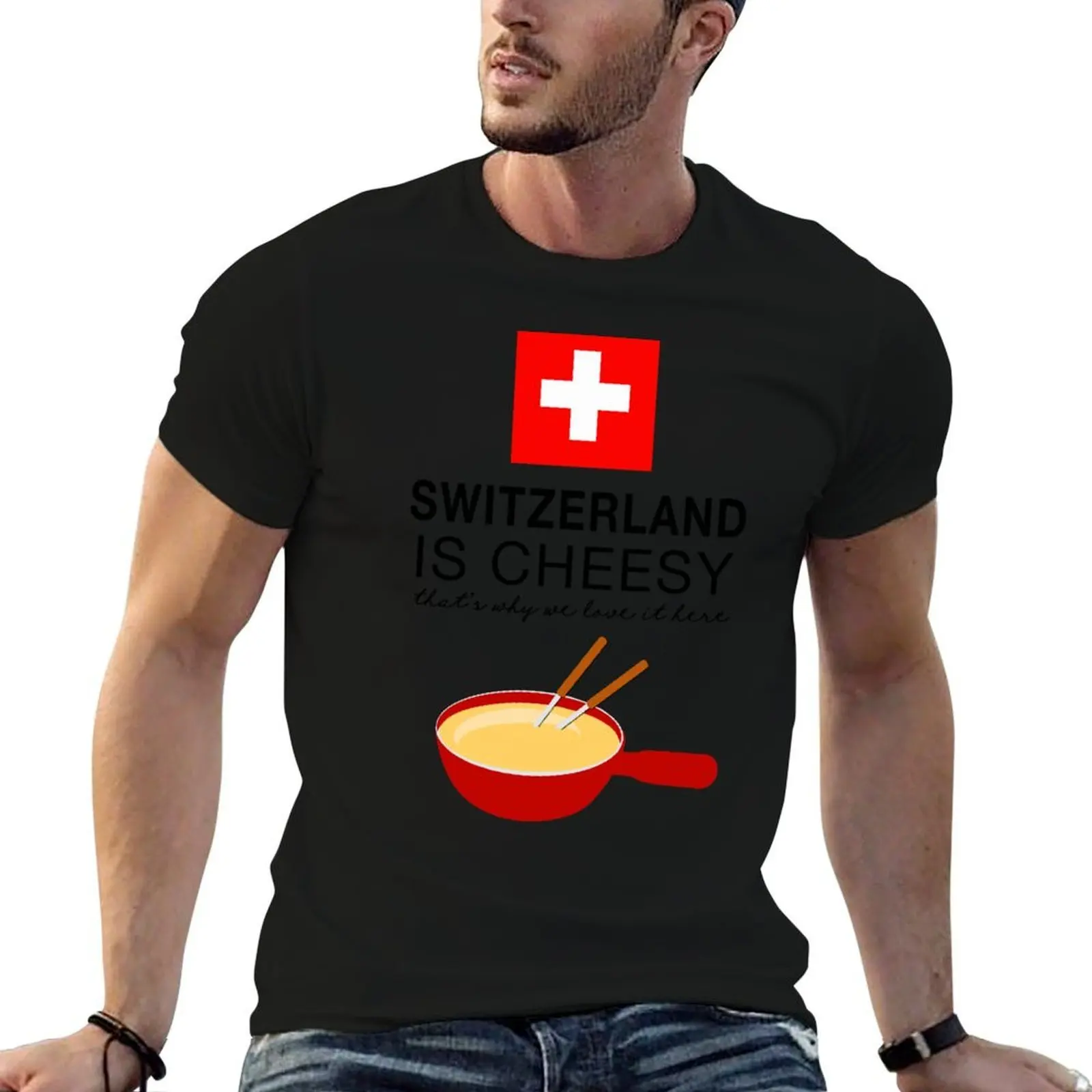 

Swiss Fondue T-Shirt man t shirts for men casual anime t shirts for man T-Shirt