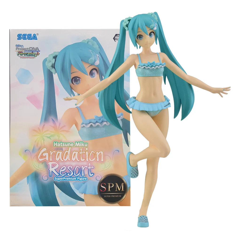 23CM Anime Hatsune Miku Figure Arcade Future Tone Swimsuit Gradient Resort Model Toy Gift Collection Aciton Figure PVC