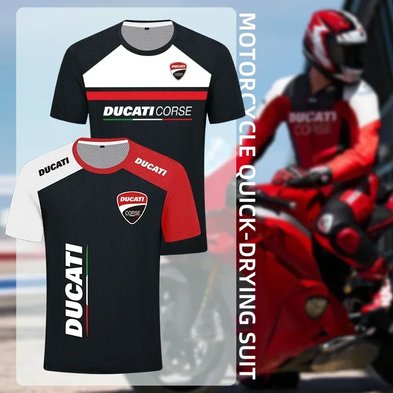 For DUCATI Summer Men Women Cotton T-shirt Print Motorcycle Ventilate Short Sleeve Outdoor Sports Fitness Leisure Tops
