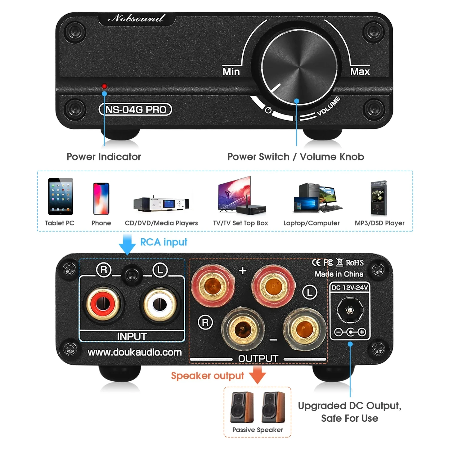 Nobsound NS-04G PRO Mini amplificador de potencia Digital estéreo HiFi 2,0 canales Clase D amplificador de Audio de escritorio 100W + 100W