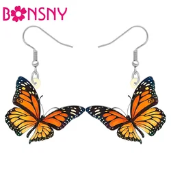 Bonsny Acrylic Orange Monarch Butterfly Drop Dangle Earrings Charms Jewelry Gifts Accessories For Women Girls Kids Ladies