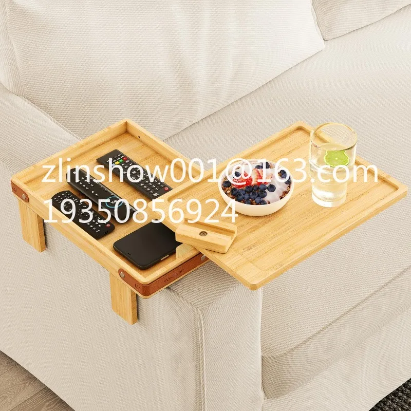Manufacturer wholesale double-layer rotatable arm clip sofa armrest table tray clip tray with storage box