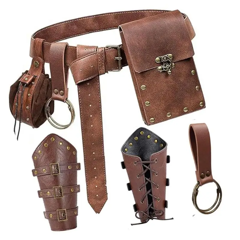 39BD Steampunk-Gürtel-Handytasche-Set, 5-teilig, multifunktionales Vintage-Zubehör – Detail 4