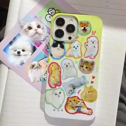 Vintage Animal Cute Cat Dog Star Heart Phone Case for iPhone 16 15 14 13 12 11 Pro Max XS XR XSMax 6 7 8 Plus Glossy HD Cover