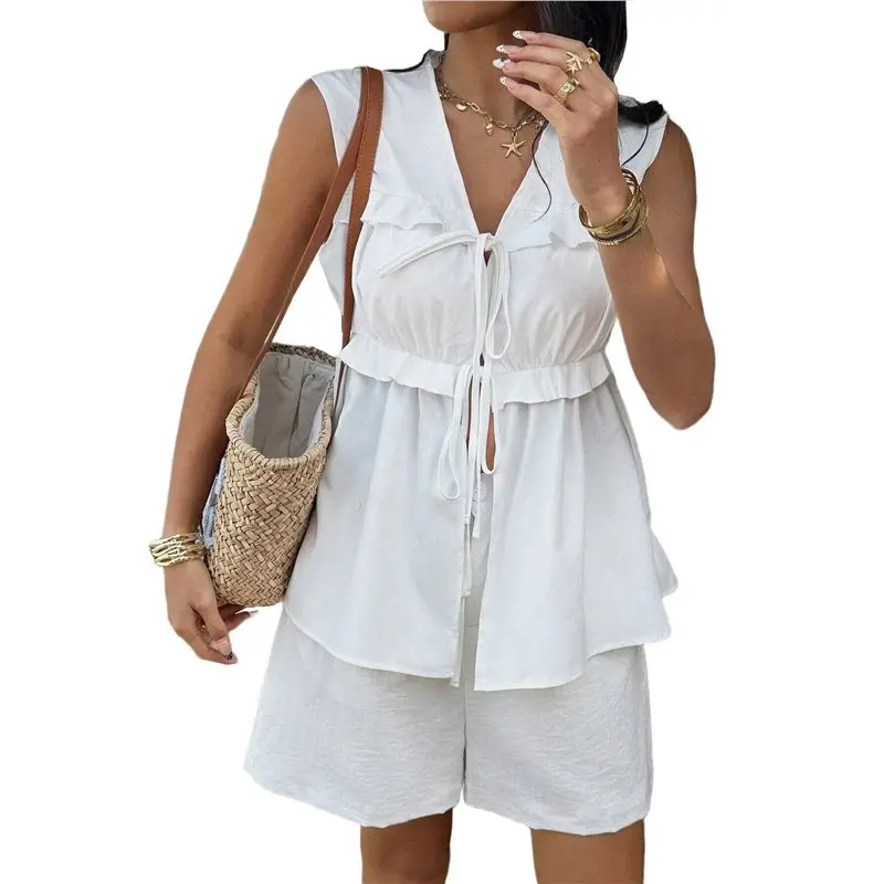 

CYL-Women's Two Piece Short Sets Summer Lounge Sleeveless Outfits