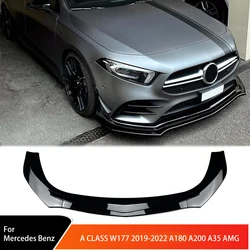 For Mercedes Benz A CLASS W177 2019-2022 A180 A200 A35 AMG Front Lip Bumper Spoiler Bumper Protection Front Shovel Surround