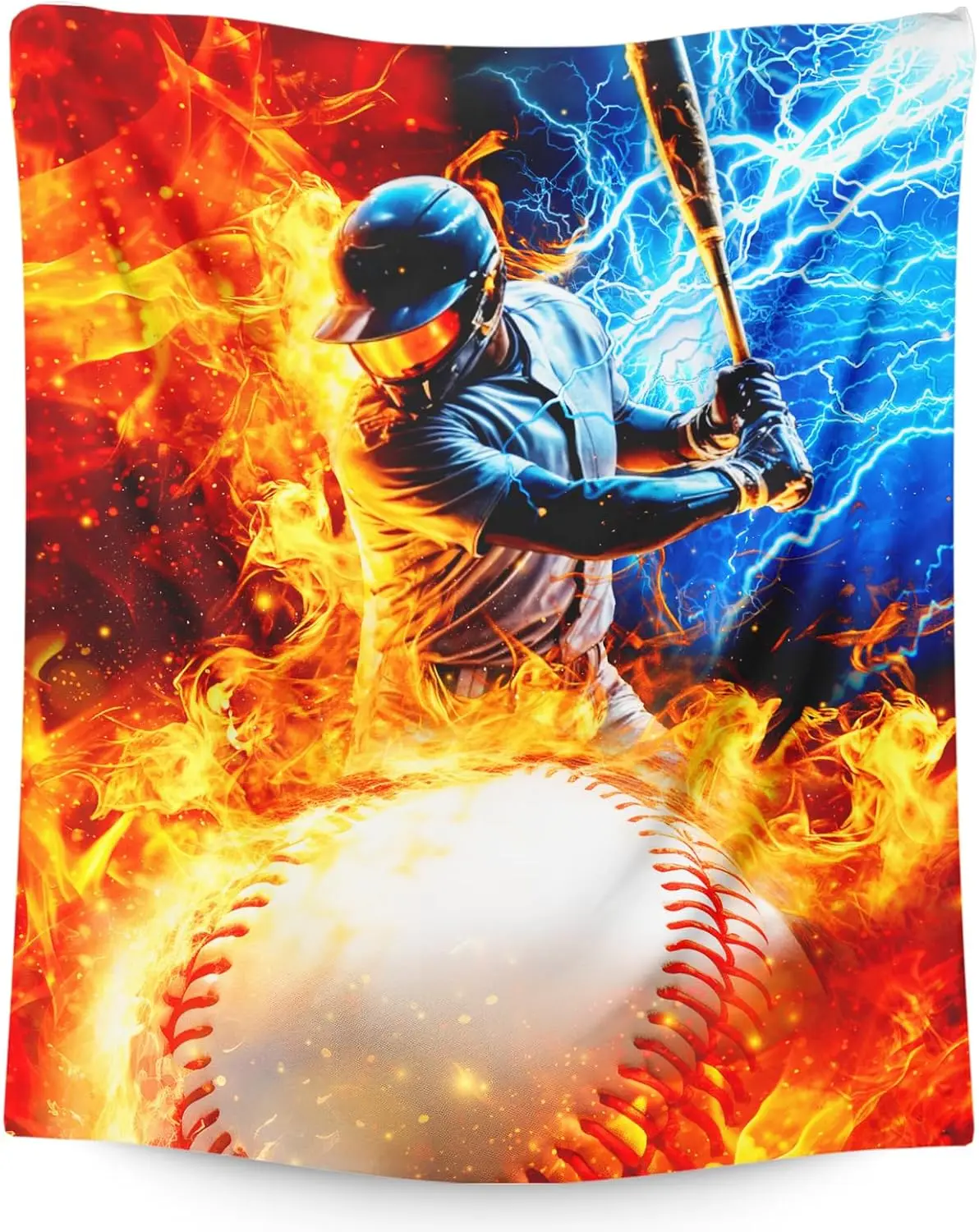 Boys Blanket Blankets Gift Kids Teens - Baseball Party Decor Stuff 50X60 Inches Soft Warm Sport Throw For Sofa Couch Bed Office
