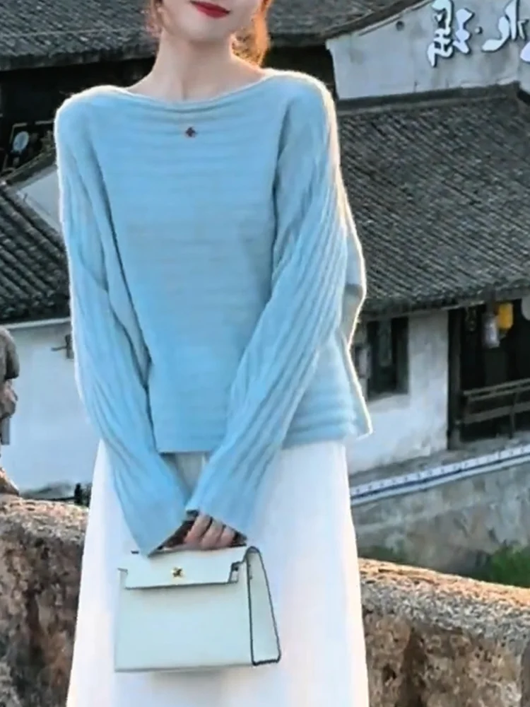 

Корейский уютный вязаный свитер оверсайз, осенняя новинка, модный универсальный антивозрастной топ для женщин, сохраняющий тепло...