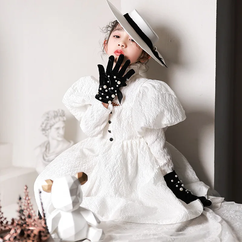 

Autumn AndWinter 2024 New Girl Flower Dress Bridesmaid Wedding Dress Children Bubble Sleeve Prom Dress Girl Formal Elegant Dress