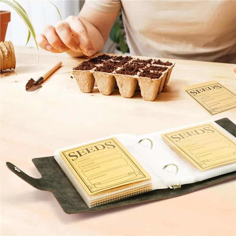 A20F-2X Seed Storage Organizer, 100 Pockets Seed Binder With Sealing Seed Envelopes Garden Seed Organizer Box,Seed Packet