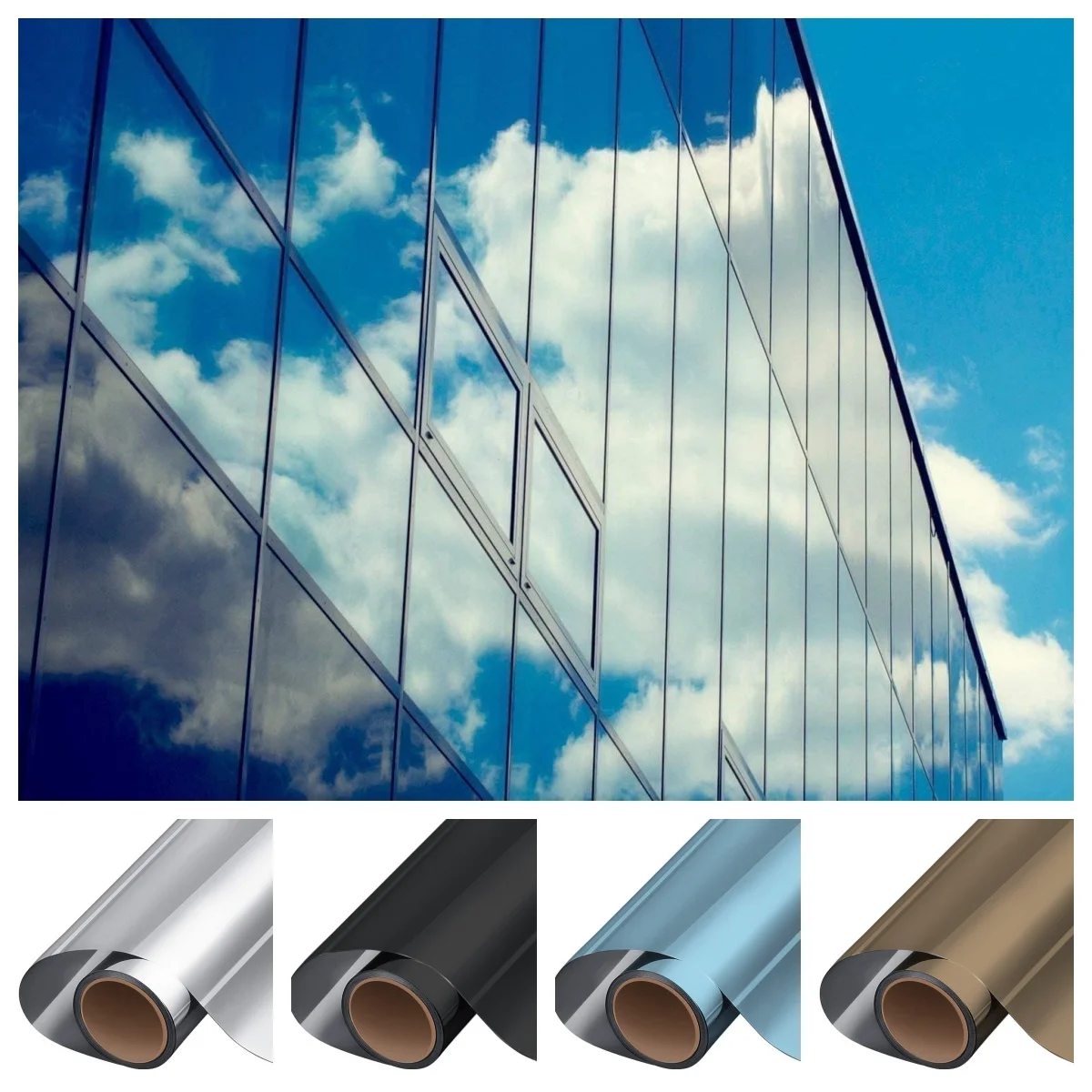 One Way Window Film Window Tint Daytime Pirivacy Mirror Glass Screen Stickers Self-Adhesive Sun Blocking Heat Control Anti Uv