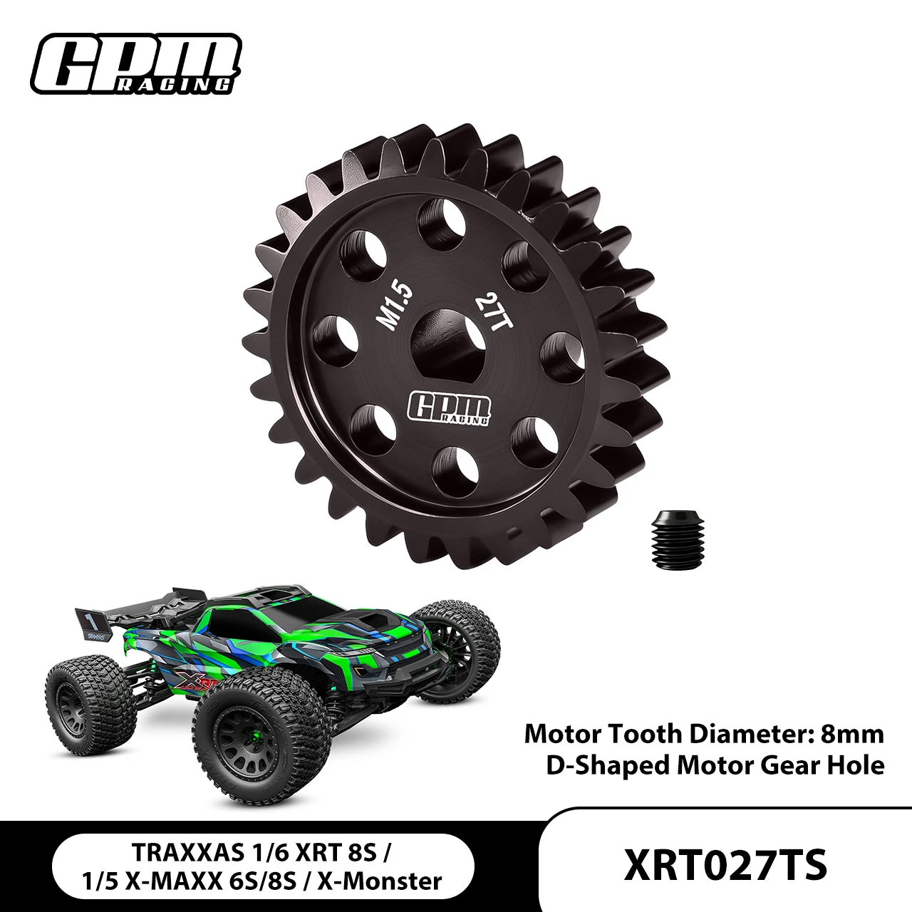 GPM 40Cr Steel Motor Gear 27T For TRAXXAS 1/5 X-Maxx 6S/8S  / 1/6 XRT 8S 77086-4